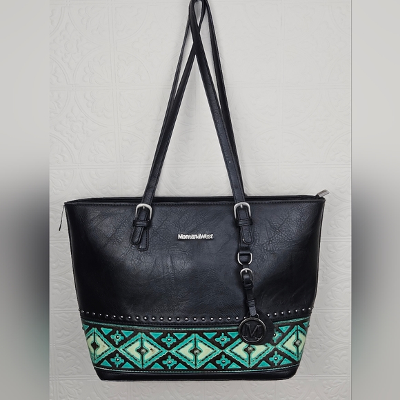 Montana West Handbags - Large Montana West Aztec Southwestern Black Tote with Concealed Carry Pocket